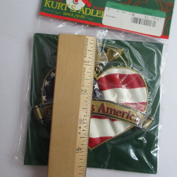 Kurt Alder GOD BLESS AMERICA Christmas Ornament Flag Heart With Eagle NEW - Picture 7 of 8